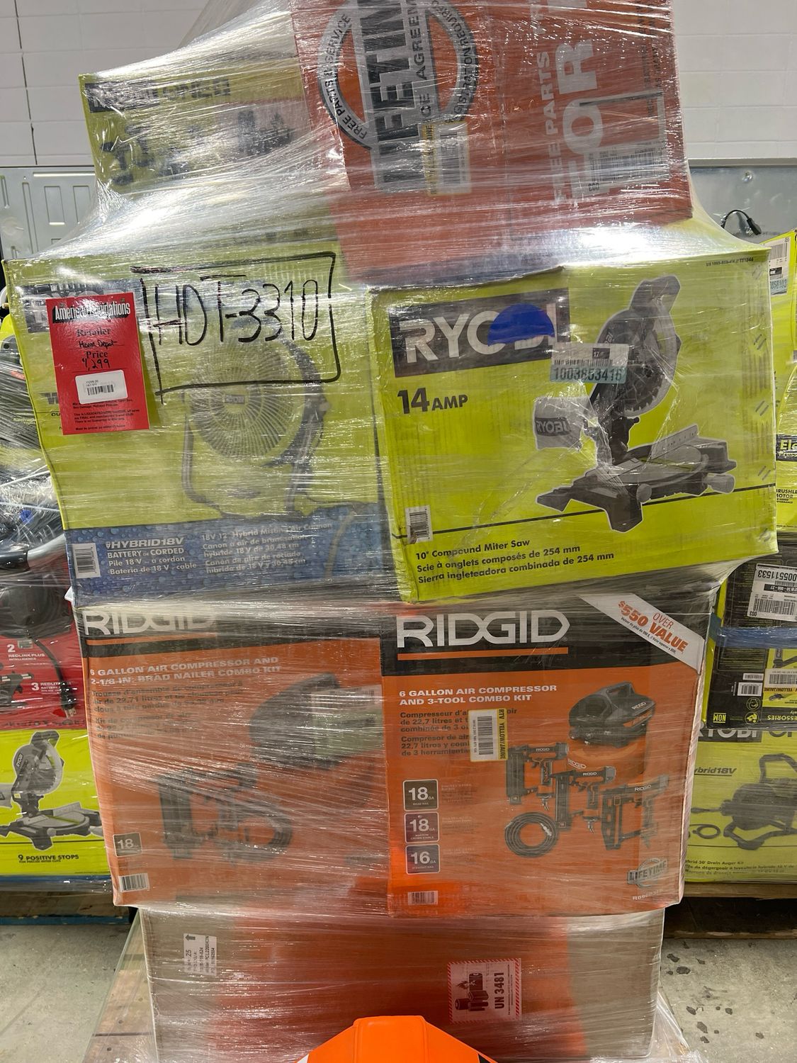 Home Depot Power Tool Pallet HDT-3310 — photo 1 (PC-HOMED-0178) Home Depot Power Tool Pallet HDT-3310 — listing photo 1, lot PC-HOMED-0178