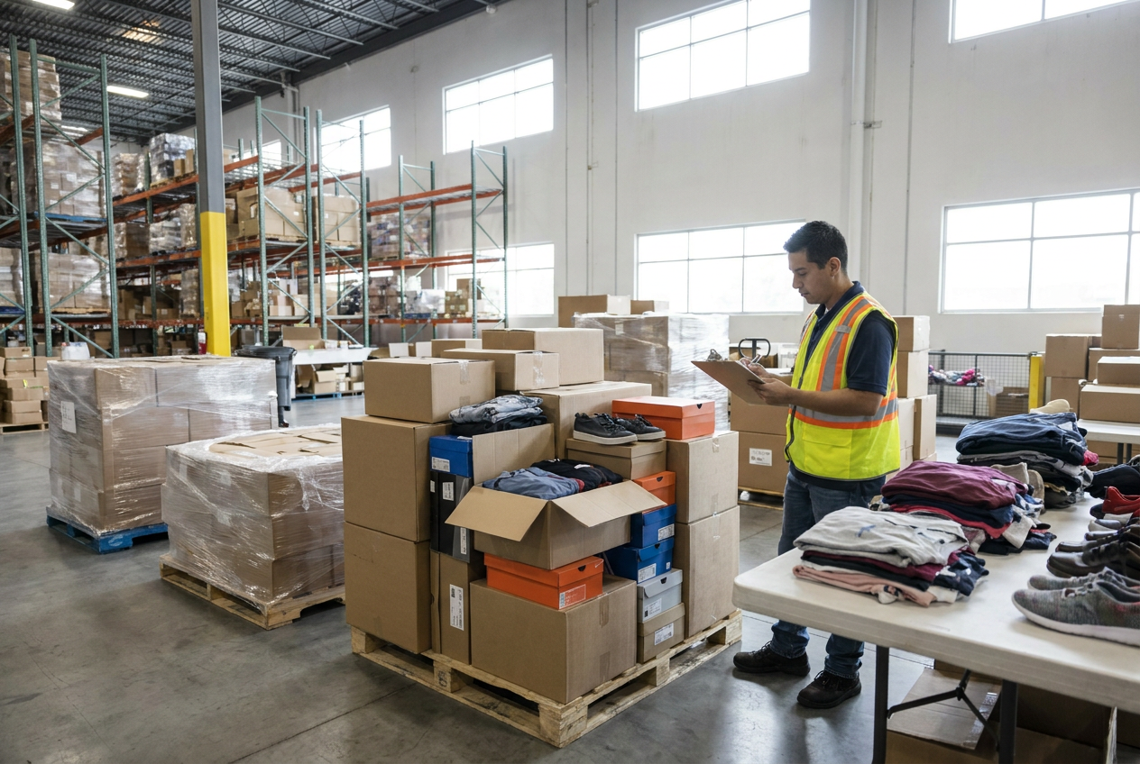Apparel Liquidation Pallets: Clothing and Footwear Loads — PalletCove Liquidation, Dallas, Texas