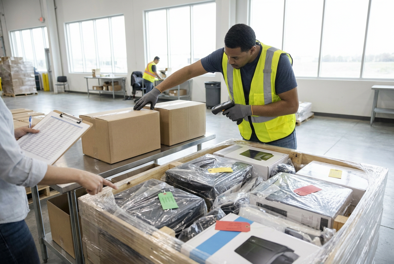 Manifest worksheet grouping duplicate items in liquidation pallets by model, color and quantity