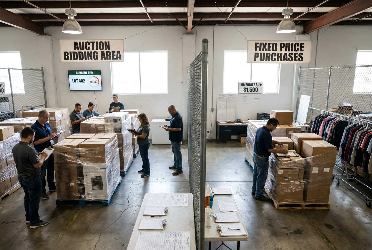 liquidation auctions vs fixed price: A Reseller’s Guide — PalletCove Liquidation, Dallas, Texas
