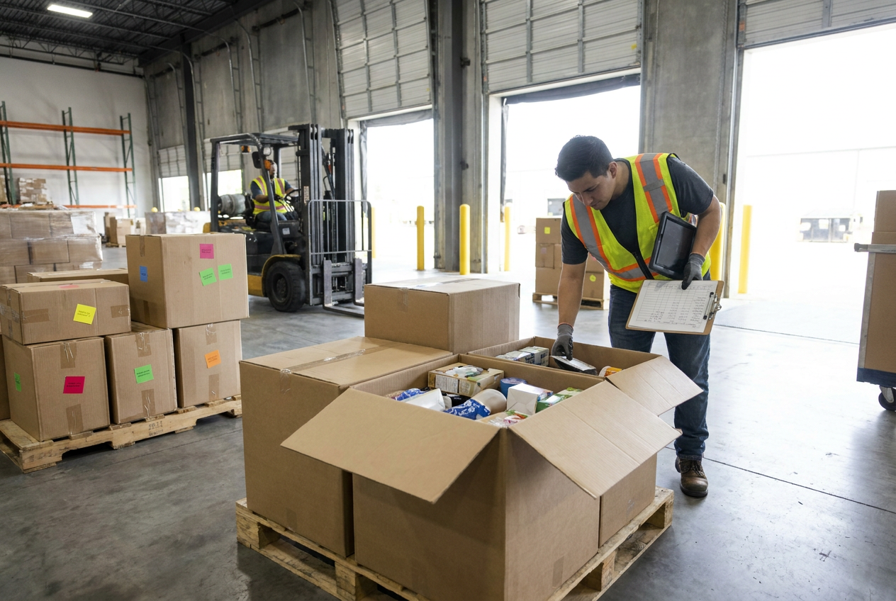 Editorial illustration of duplicate goods showing liquidation inventory concentration risk within a bulk assortment