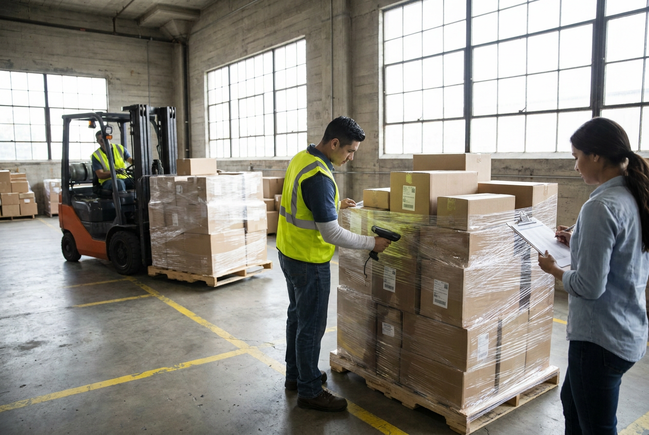 Editorial illustration linking reseller business records with inventory purchase documentation