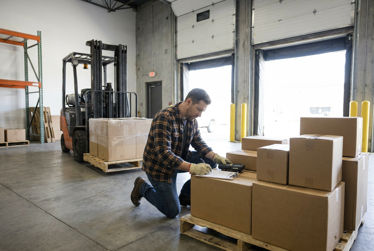 Inventory location documentation Pallet delivery paperwork and inventory notes organized for a reseller sales tax nexus records review