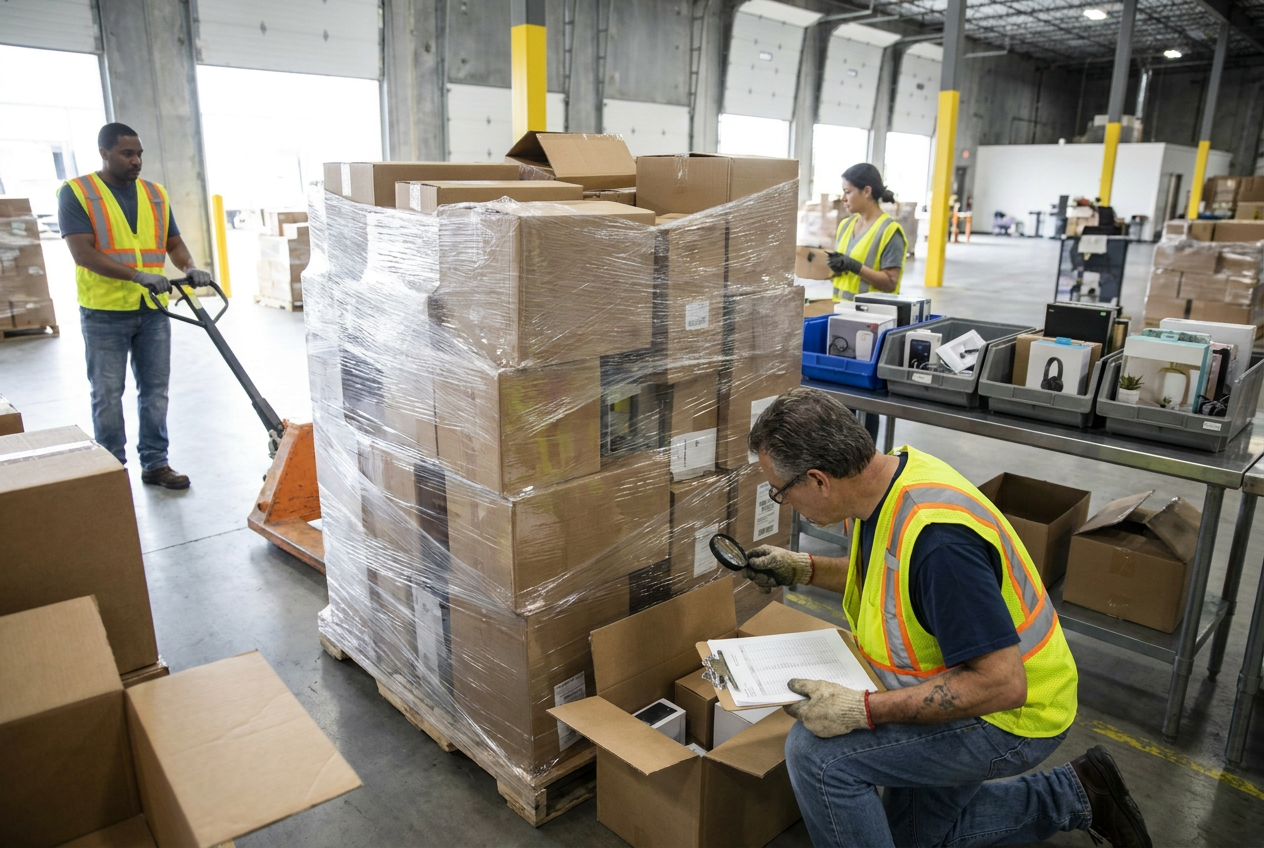 Planning weekly bin-store inventory Liquidation pallets and mixed merchandise staged for wholesale liquidation for bin stores
